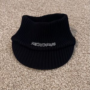 adidas Kids Black Ribbed Visor Hat with Logo